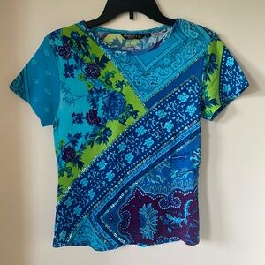 Chaudry KC Short Sleeve Asymmetric Designed Sequined Top